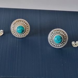 Jaypore Turquoise Tribal Silver Stud.925
